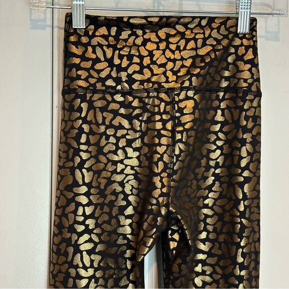 IVL Collective Black Gold Foil Leopard High Rise Leggings 2 - Picture 5 of 7